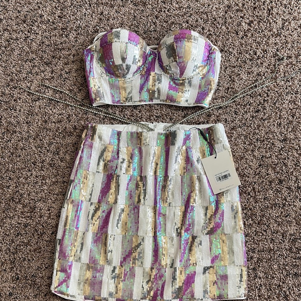 Sequin Strapless Top and Skirt Set